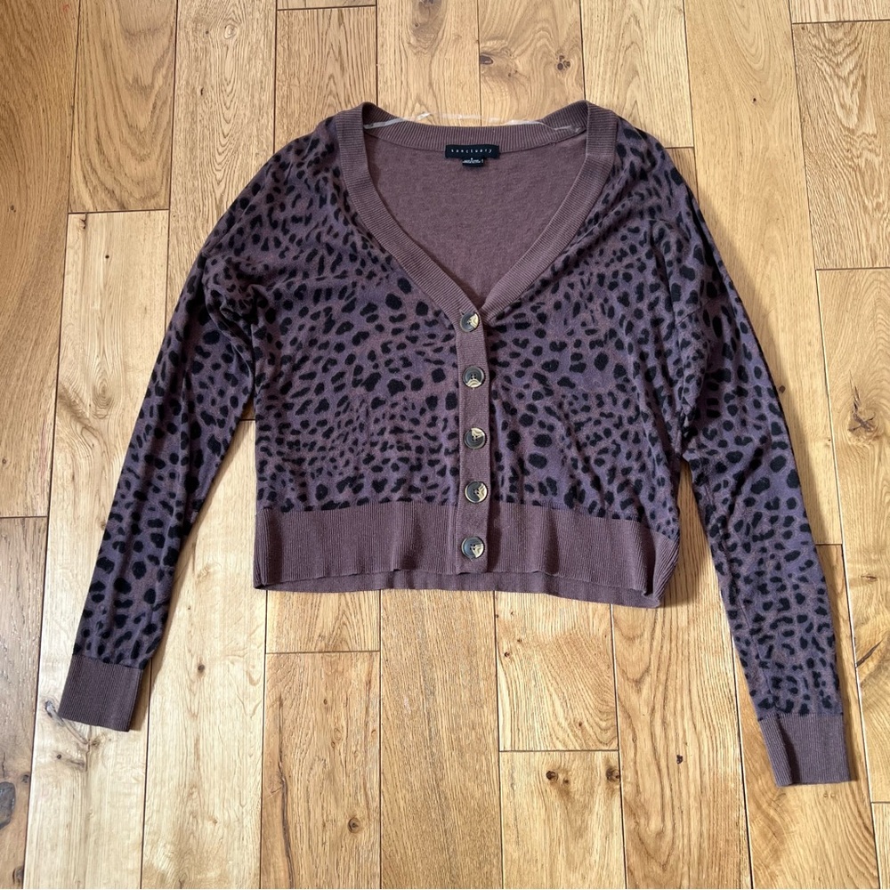 Sanctuary animal print cardigan sweater long sleeves